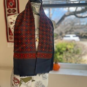Navy and Red Patterned Scarf men's